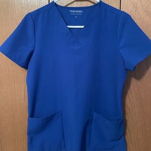 Mandala Pocket Scrub Top - Galaxy Blue